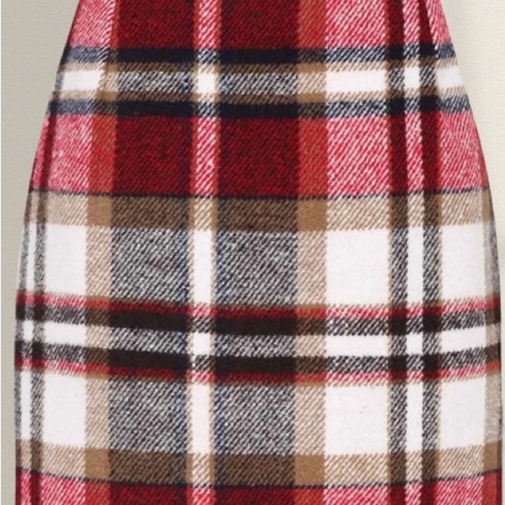 Plaid Wool Blend Skirt